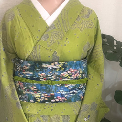 専用帯939 ●クロード モネ 睡蓮 高級 正絹 全通 名古屋仕立て 名古屋帯 専用帯939 ○クロード モネ 睡蓮 高級 正絹 全通 名古屋仕立て