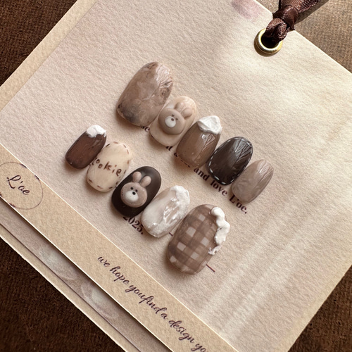 No.308 うさぎネイル、クッキーネイル、秋ネイル ネイルチップ（つけ爪