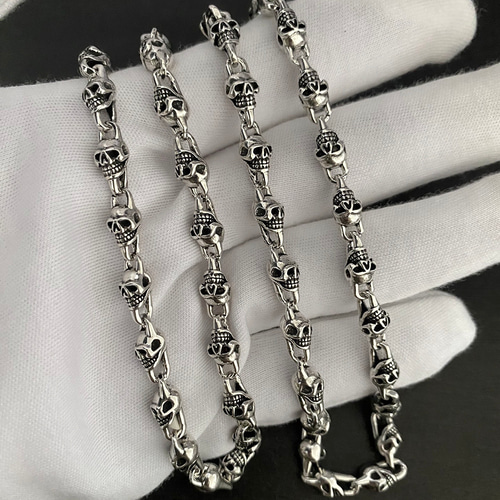 シルバーアクセサリー ネックレス 重厚感スカルシルバー925製 60cm
