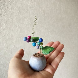 9727.bud 粘土の鉢植え ノブドウ 6枚目の画像