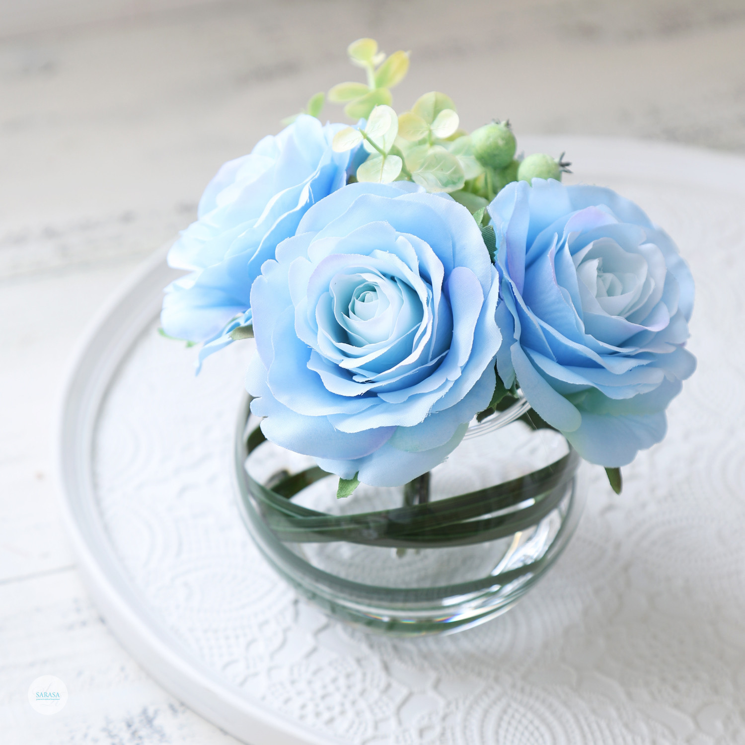 (マジカルウォーターアレンジ)ライトブル－ローズ