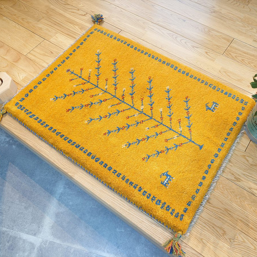 送料無料！玄関マット ペルシャ柄絨毯79×154カーペット 金運アップ