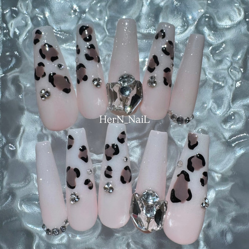 ベイビーブーマー グラデーション ヒョウ柄 ネイルチップ ネイルチップ