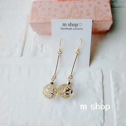 鈴丸ビーズ ハンドメイドピアス ピアス（フック・チェーン） m shop