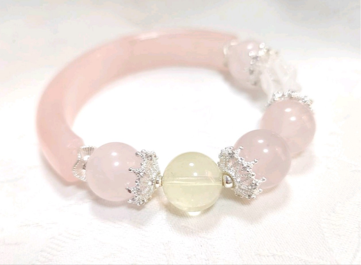 ハーフバングル◇ローズクォーツ◇薔薇水晶◇ブレスレット◇天然石◇