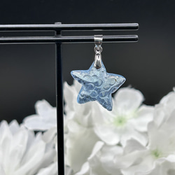 高品質　アクアマリン　誕生石　天然石ペンダントトップ　シルバー925　珍しい　ヒトデ型　チャームやストラップにも 1枚目の画像