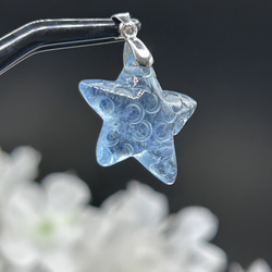 高品質　アクアマリン　誕生石　天然石ペンダントトップ　シルバー925　珍しい　ヒトデ型　チャームやストラップにも 5枚目の画像