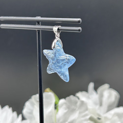 高品質　アクアマリン　誕生石　天然石ペンダントトップ　シルバー925　珍しい　ヒトデ型　チャームやストラップにも 4枚目の画像