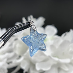 高品質　アクアマリン　誕生石　天然石ペンダントトップ　シルバー925　珍しい　ヒトデ型　チャームやストラップにも 2枚目の画像