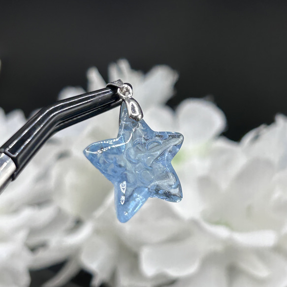 高品質　アクアマリン　誕生石　天然石ペンダントトップ　シルバー925　珍しい　ヒトデ型　チャームやストラップにも 2枚目の画像