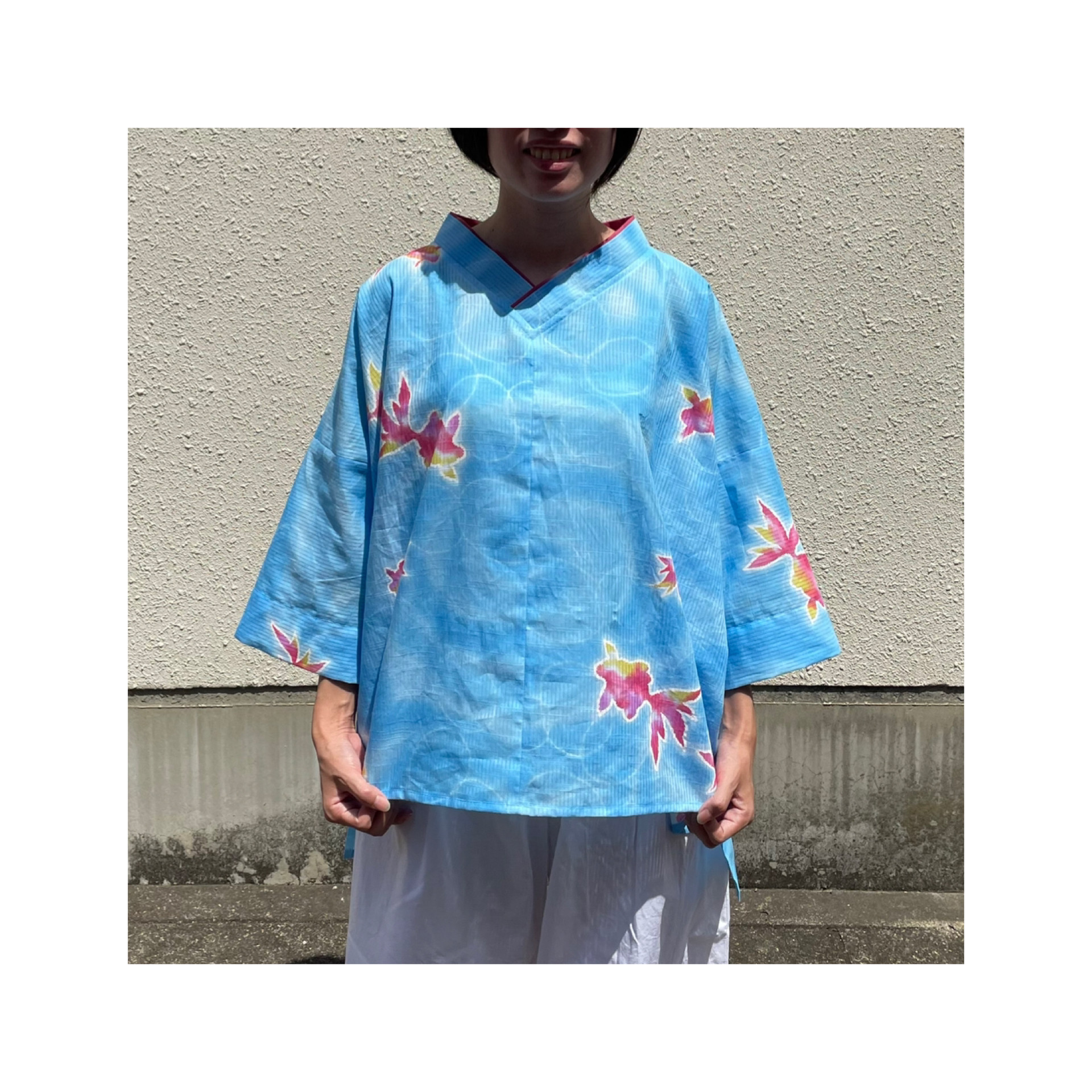 雲土【楽衣】 (RAKUE) 金魚シャツ 水の綾 水面 浴衣 作務衣 ｵﾘｼﾞﾅﾙ  一点もの