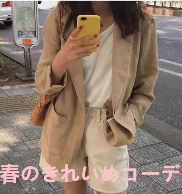 綿麻ブレザー女2025春夏新作ゆったりカジュアルデザイン感薄手リネン小ブレザー女
