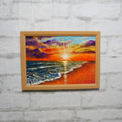 油絵 油彩 油彩画 絵 絵画【夕日に染まる海】A4 油絵 油彩 油彩画 絵 絵画 【夕陽に染まる海】A4 絵画 HR 通販