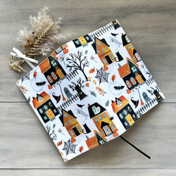 【文庫】おばけの館ブックカバー　布　ハロウィン　ジャックオランタン　かぼちゃ　ネコ 8枚目の画像