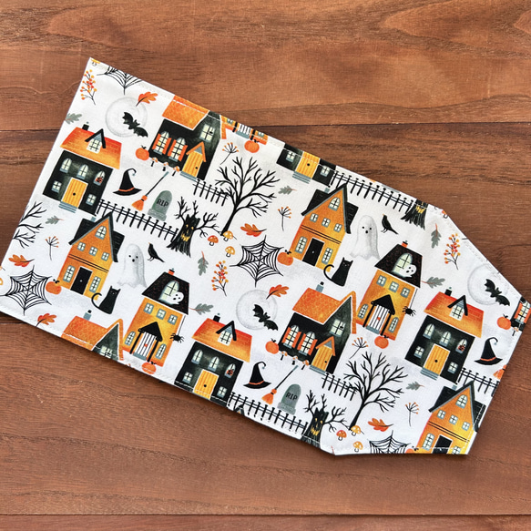 【文庫】おばけの館ブックカバー　布　ハロウィン　ジャックオランタン　かぼちゃ　ネコ 6枚目の画像