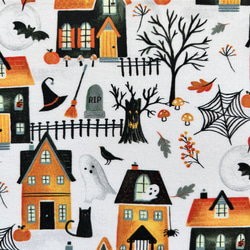 【文庫】おばけの館ブックカバー　布　ハロウィン　ジャックオランタン　かぼちゃ　ネコ 5枚目の画像