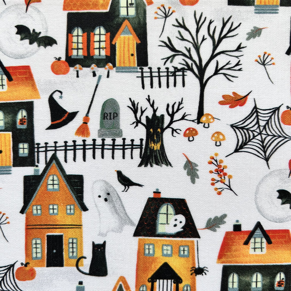 【文庫】おばけの館ブックカバー　布　ハロウィン　ジャックオランタン　かぼちゃ　ネコ 5枚目の画像