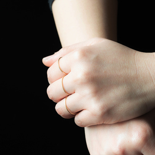 18k ゴールド 極細 1mm スキニー ジュエリー ピンキー リング thin
