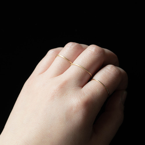 18k ゴールド 極細 1mm スキニー ジュエリー ピンキー リング thin