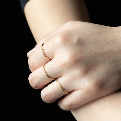 18k ゴールド 極細 1.5mm スキニー ジュエリー ピンキー リング thin