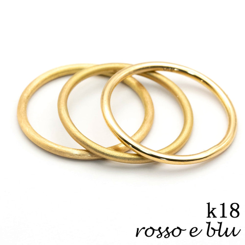 18k ゴールド 極細 1.5mm スキニー ジュエリー ピンキー リング thin