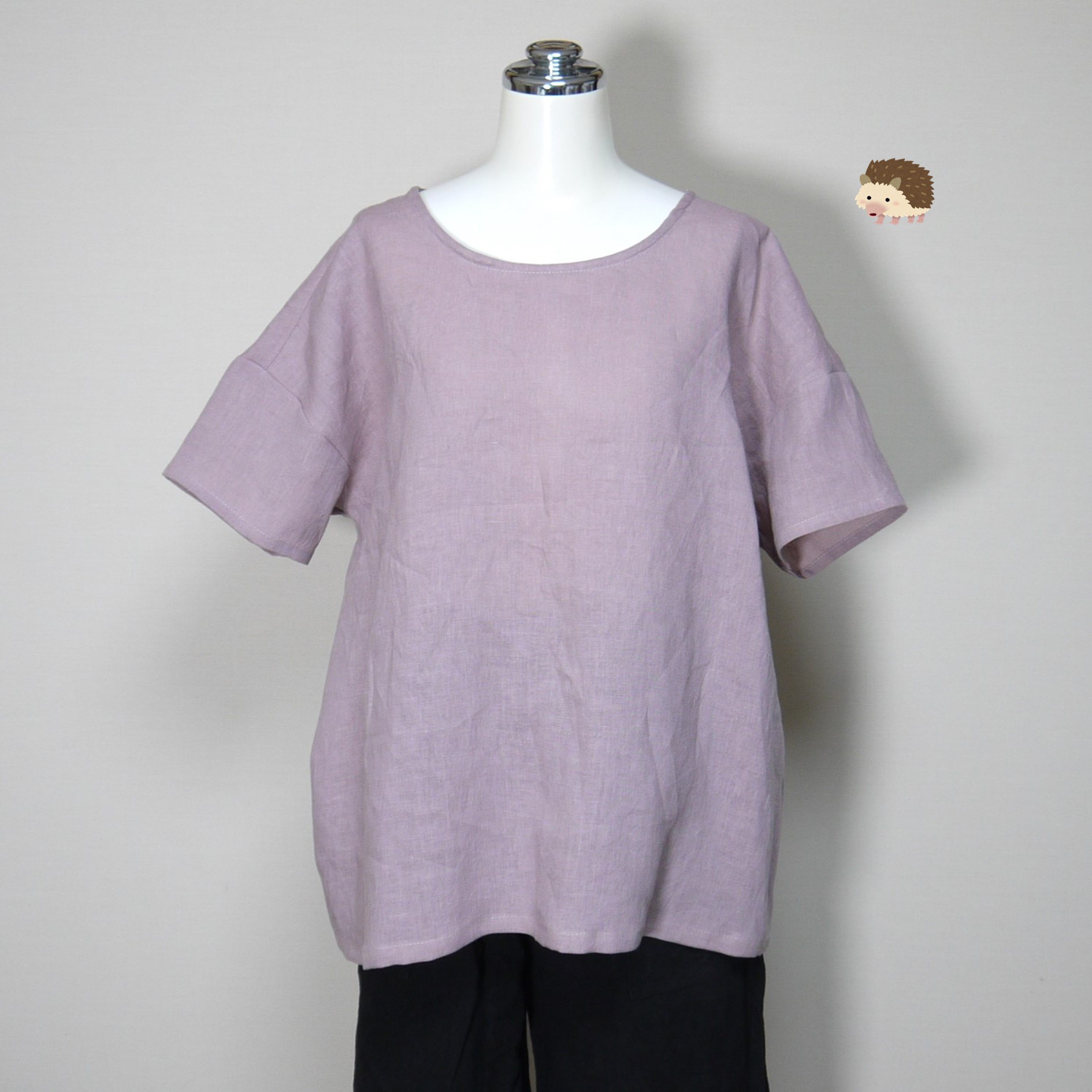 リネンのシンプルTシャツ◆【ナチュラルリネン　ライト】◆サクラ◆ワイドフリー（リネン100％）
