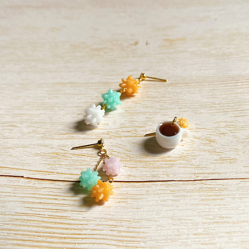 レジンアクセサリー ハンドメイド 金平糖モチーフ コーヒー ミニチュア