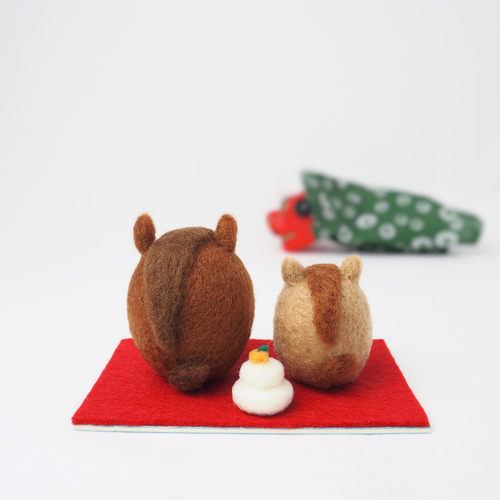 受注製作】2026年干支(午) まゆ馬親子正月飾りセット 羊毛フェルト