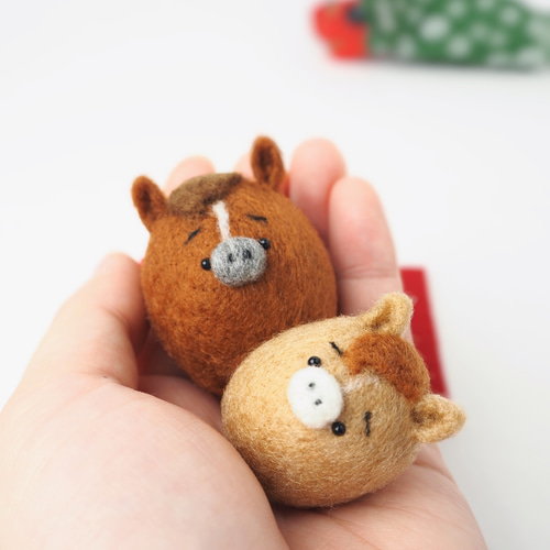 受注製作】2026年干支(午) まゆ馬親子正月飾りセット 羊毛フェルト