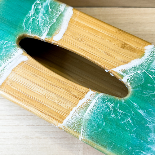 ティッシュボックス 波レジン アート 波アート ティッシュボックスNo