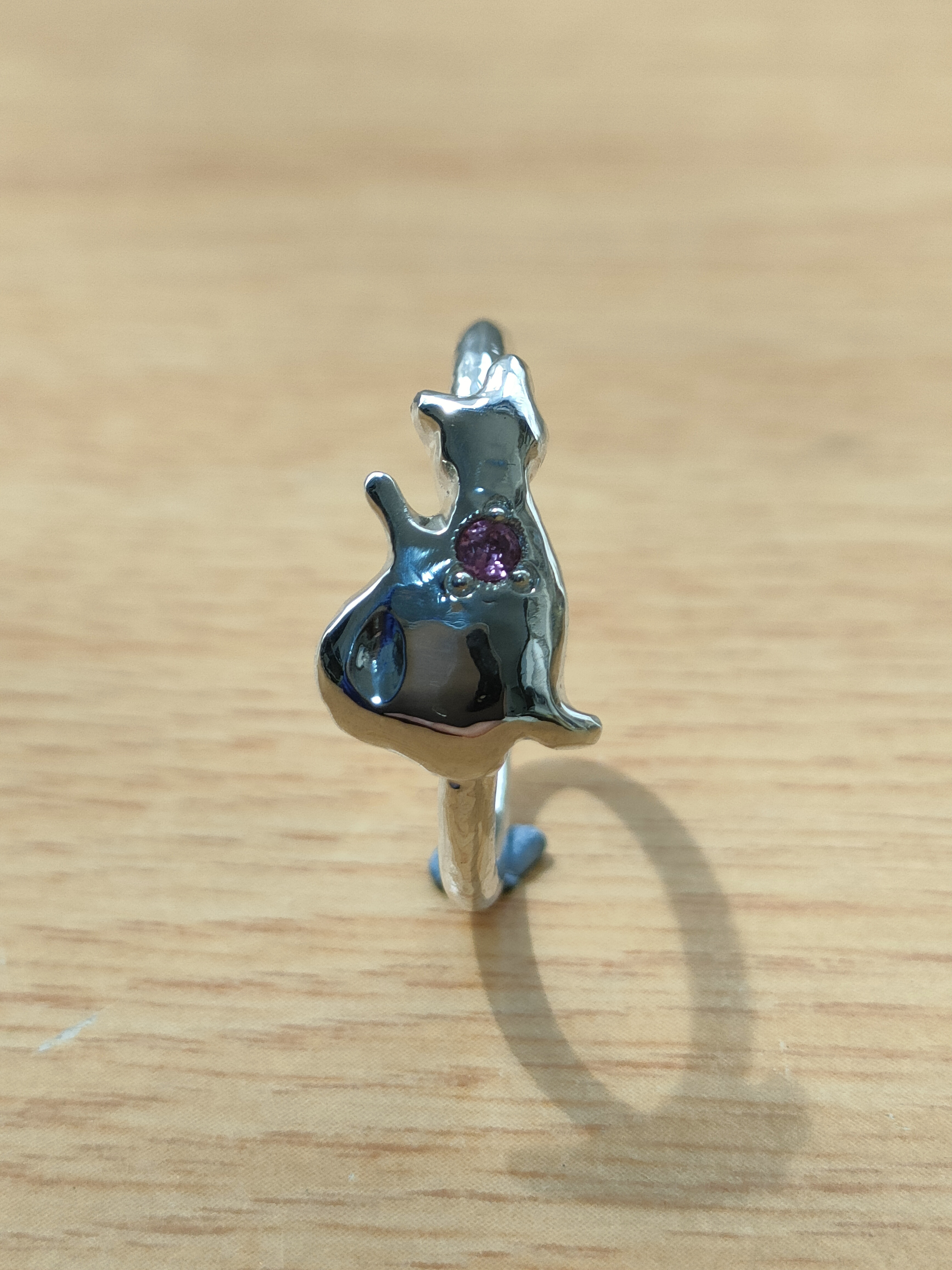 ネコモチーフのシルバーリング