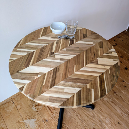 アカシア無垢材 《丸型カフェテーブル》 一本足 北欧ナチュラル 円形