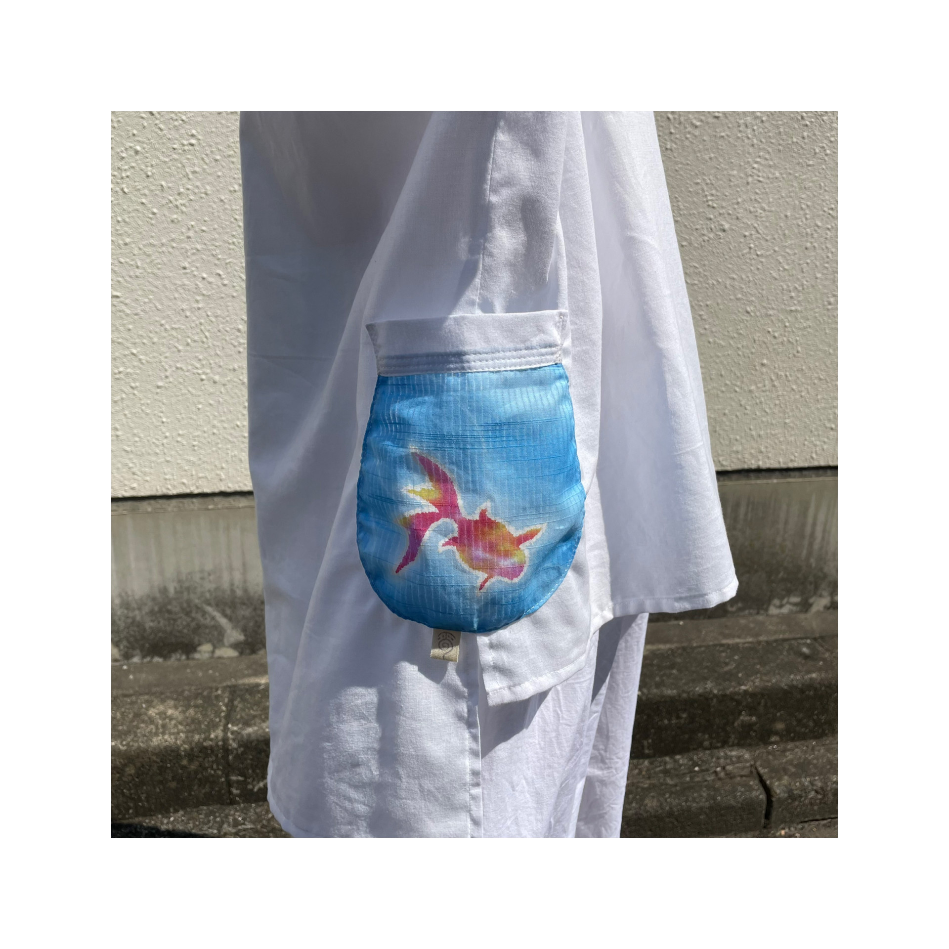 雲土【楽衣】 (RAKUE) 金魚シャツ 水の綾 水面 浴衣 作務衣 ｵﾘｼﾞﾅﾙ  一点もの 片身替わり 金魚鉢