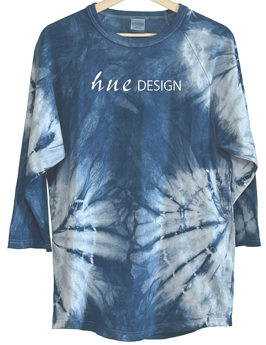 メンズTシャツ ラグラン袖Lサイズ no.73大人オリジナル 藍染 絞り 手染め カジュアル プレゼント 藍色  父の日