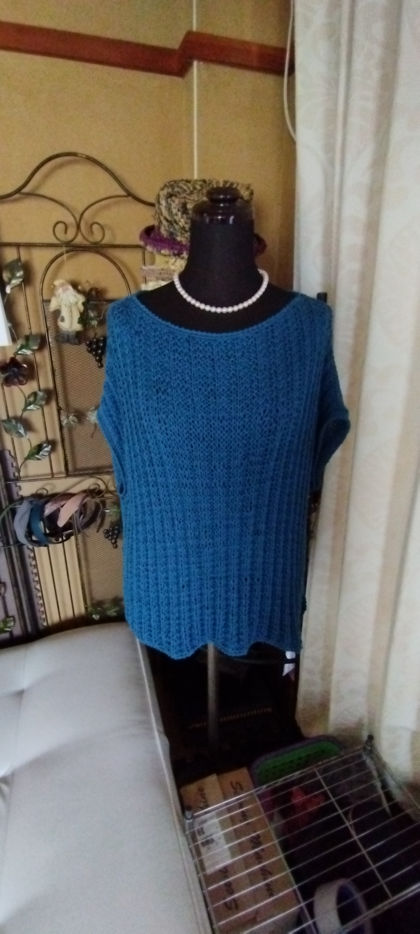 前後編み型を変え両面着れるサマーニット