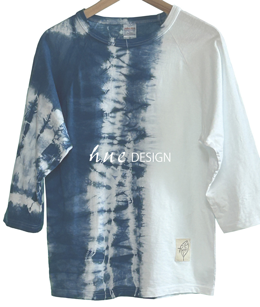 メンズTシャツ ラグラン袖Mサイズ no.74大人オリジナル 藍染 絞り 手染め カジュアル プレゼント 藍色 5,760円