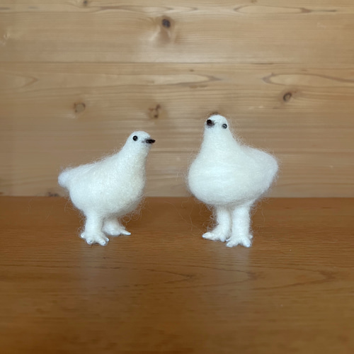 440..冬の雷鳥の親子、手作り作品１点物貴重品 雷鳥 フェルト NO.22 冬のメス 羊毛フェルト yama-no-tomo 通販