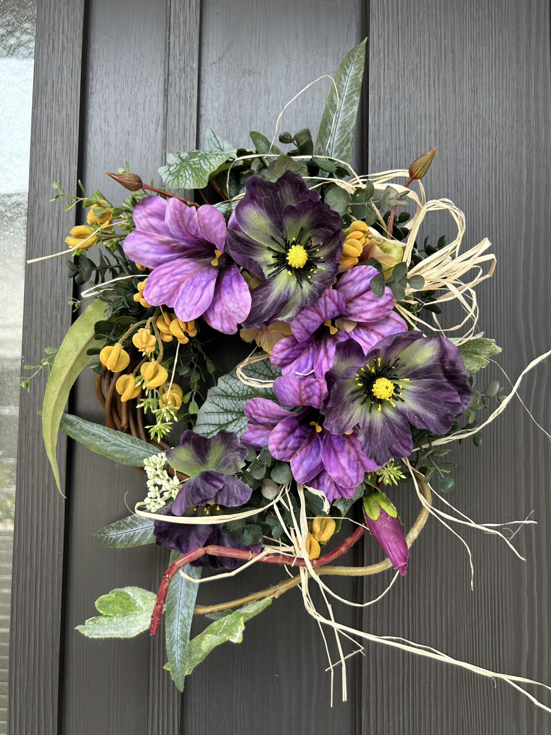 パープルポピーのハーフムーンリース