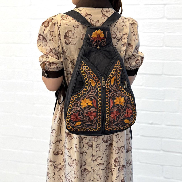 フラワーモチーフ付き2WAYリュック 2WAY】フラワーモチーフトートリュック （リュック・バック