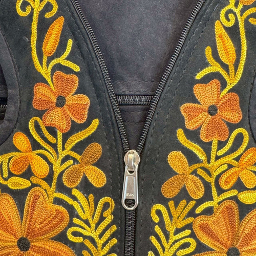 2way リュック(M)　ヌビキルト　ブラック×オレンジ　ハンドメイド リュック 2WAY バッグ ワンショルダー 刺繍入り ベルベット ブラック