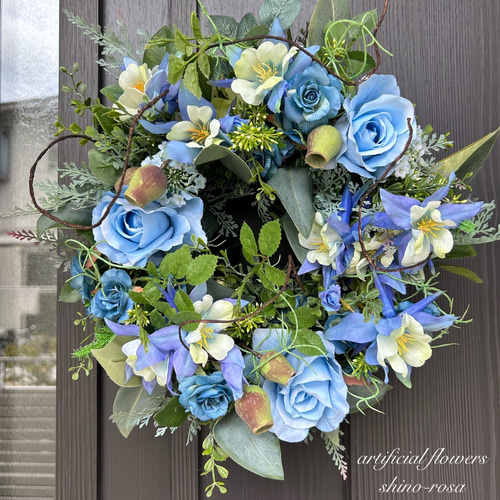 すずらんとブルーローズのフラワーリース　春夏 すずらんとブルースターのフラワーリース | etoile-irisee