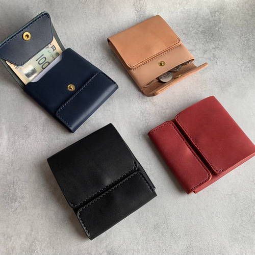 新作】薄型ミニマル財布 栃木レザー【名入れ・選べる革とステッチ