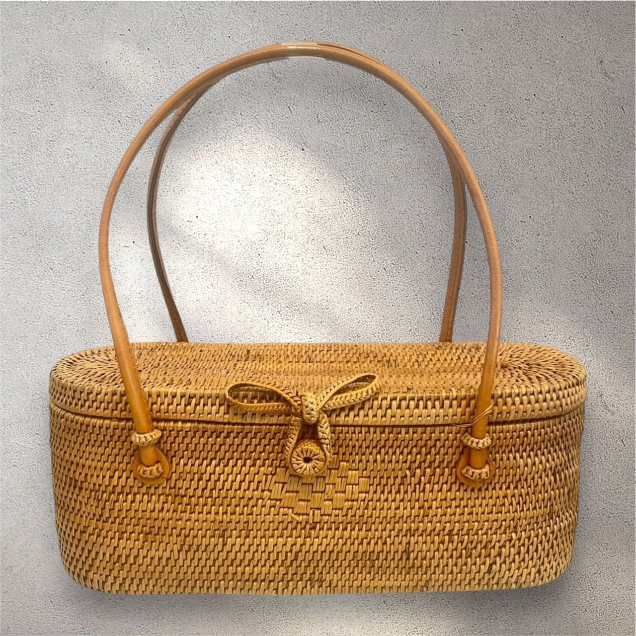 アタバッグ 籠バッグ バリ島 工芸品 ハンドメイド 手作り インドネシア 木目 天然 手編み 一点もの かごバッグ