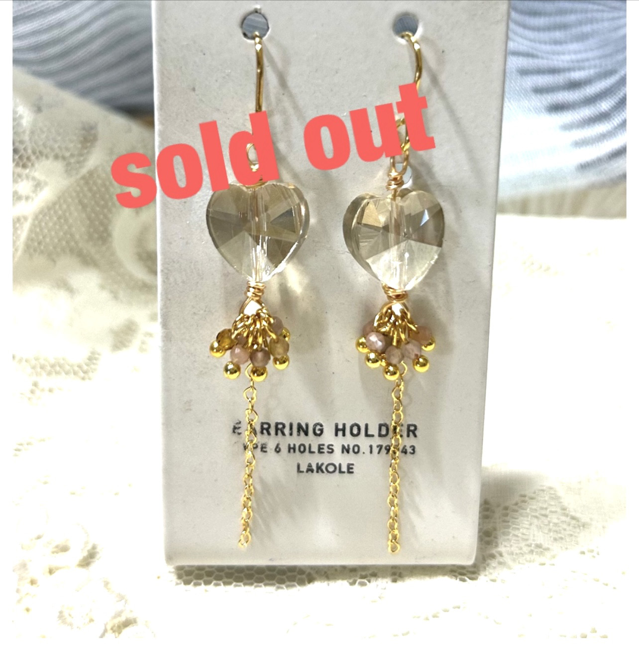 «773»◤完売◢天然石ムーンストーン&トルマリン*超小粒*多面カットハート型*煌めき