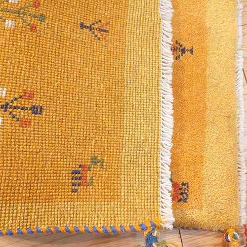 ペルシャ ギャッベ 玄関マット ラグ 88x60cm 黄金色 RD7108 カーペット