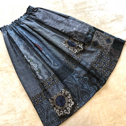 大島紬のピンタックワンピース シャツワンピース 白大島 着物