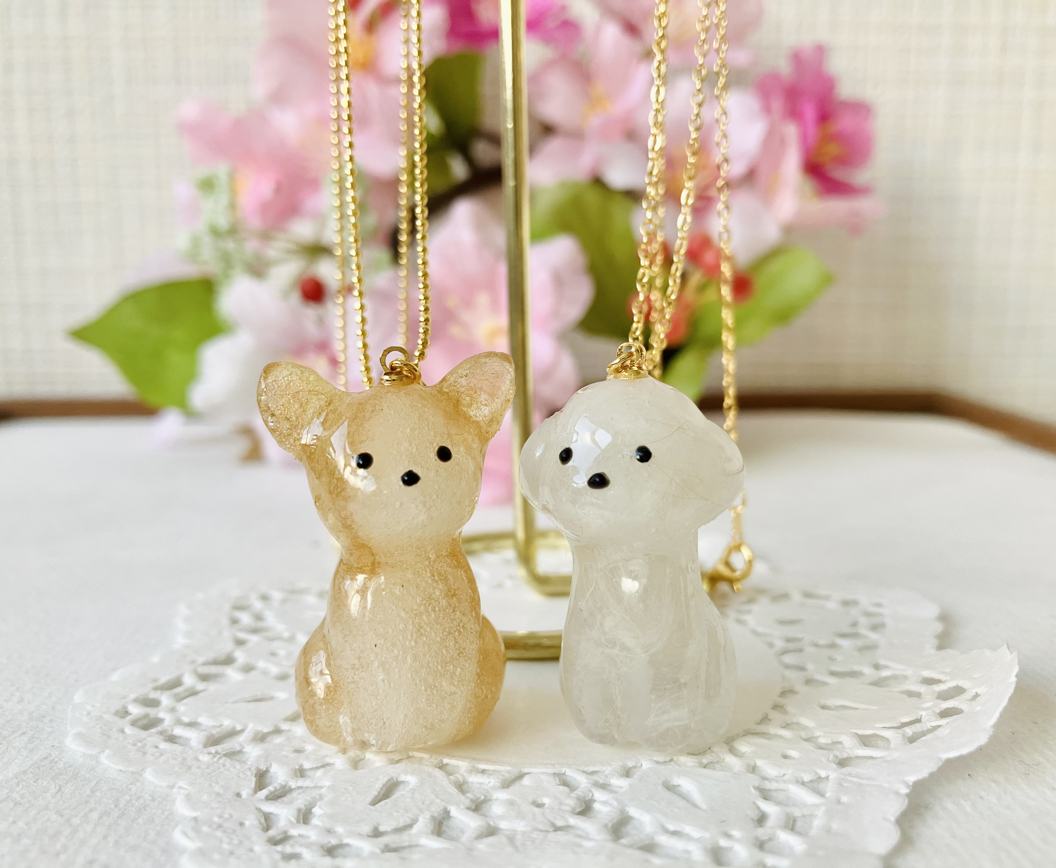 【うちの子ジュエリー】メモリアルジュエリー　毛封入　ネックレス　贈り物としても　金属アレルギー対応商品