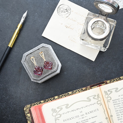 ２個セット｜ヴィンテージガラスのイヤーカフ［スクエアフラワー・パープル］ゴールド／シルバー 6枚目の画像