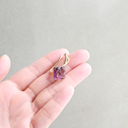 ２個セット｜ヴィンテージガラスのイヤーカフ［スクエアフラワー・パープル］ゴールド／シルバー 8枚目の画像