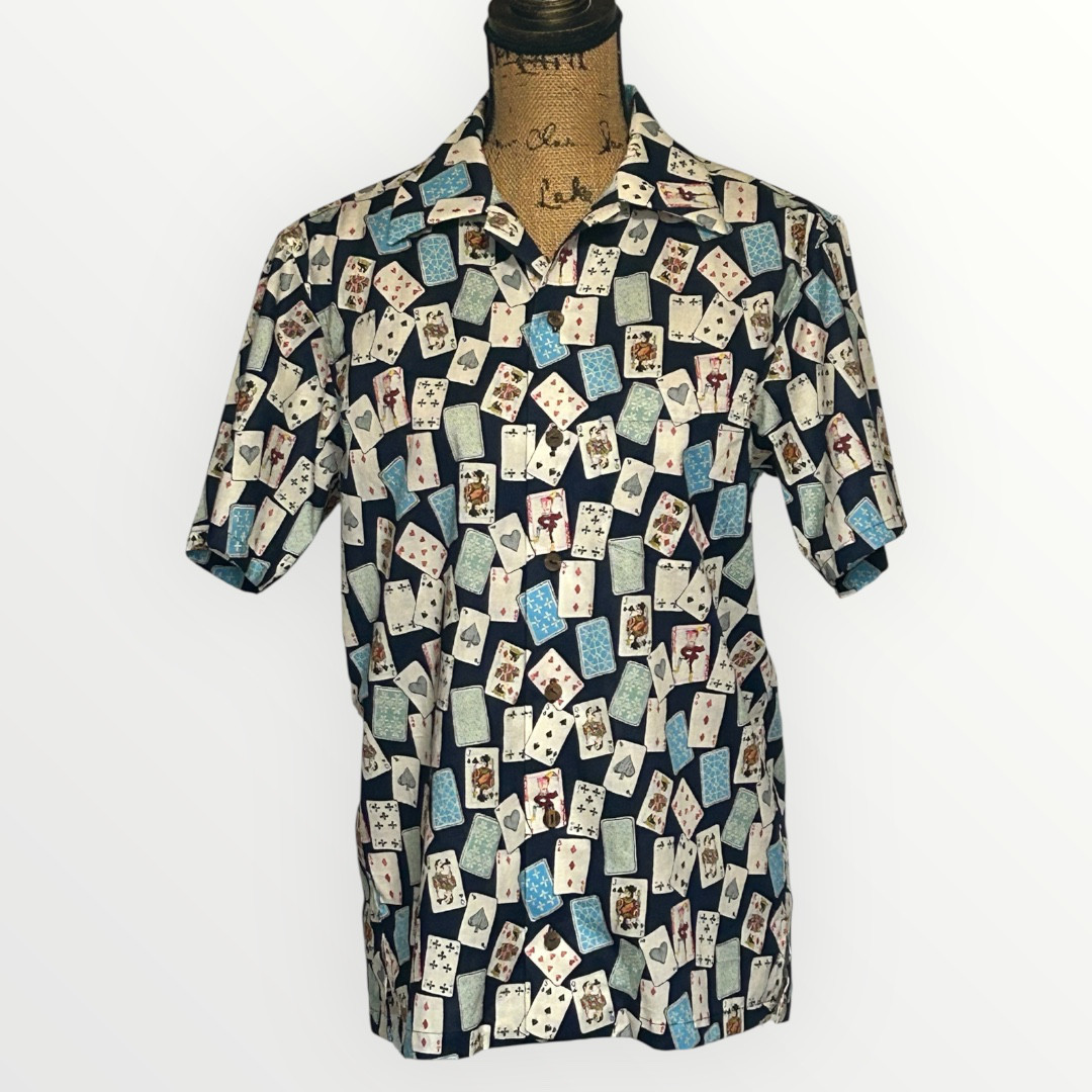 メンズアロハシャツ（M）　トランプ柄